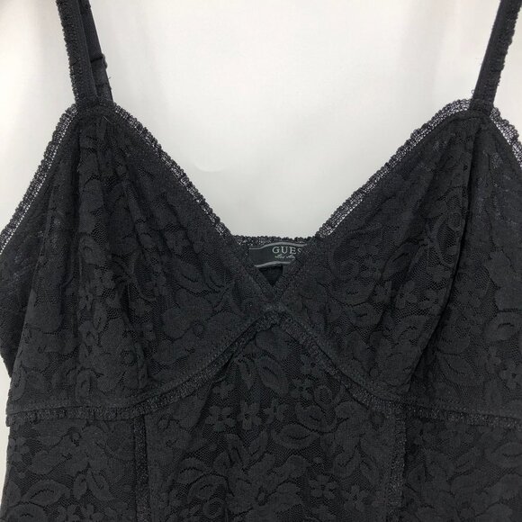 Guess Black Floral Lace camisole V Neck Spaghetti  Strap M - Picture 6 of 15
